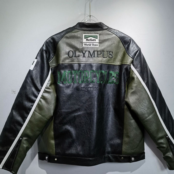Giacca in Pelle Racing Verde – Stile F1