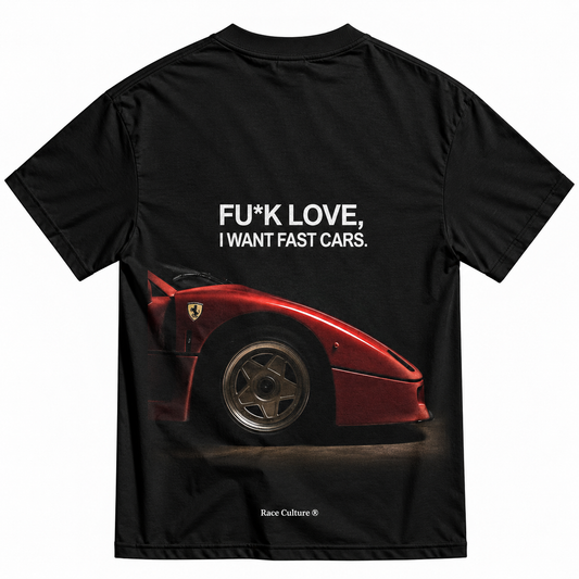 T-shirt Fuk Love I Want Fast Cars Nera