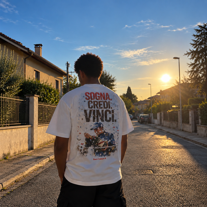 T-shirt Sogna Credi Vinci Bianca