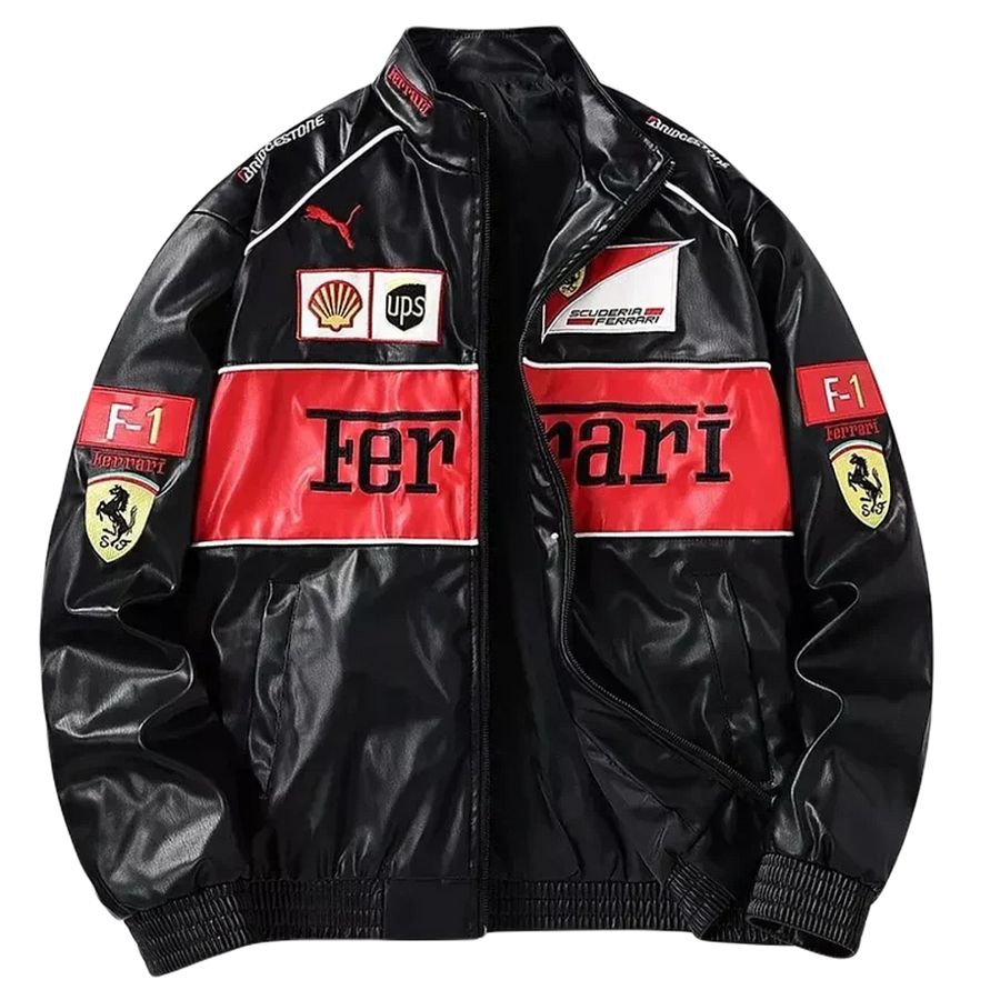 Giacca in Pelle Racing Rossa – Stile F1