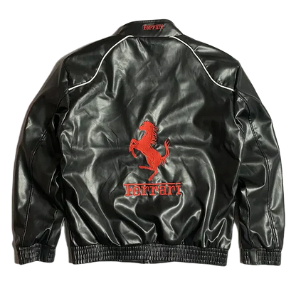 Giacca in Pelle Racing Bianca – Stile F1