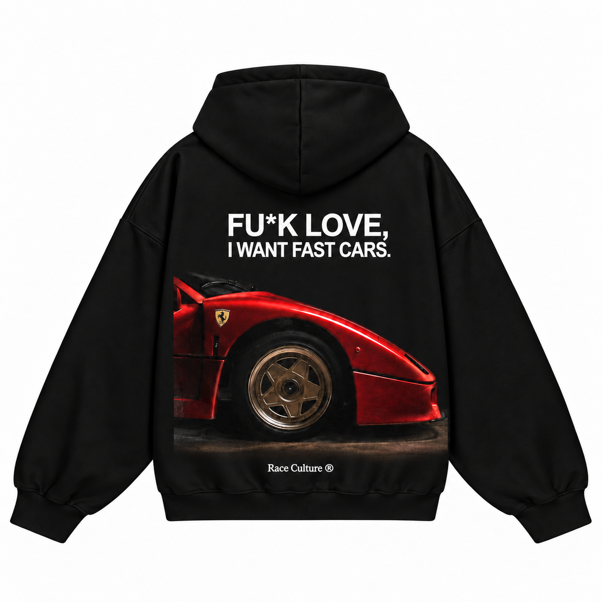 Felpa Fuk Love I Want Fast Cars Nera
