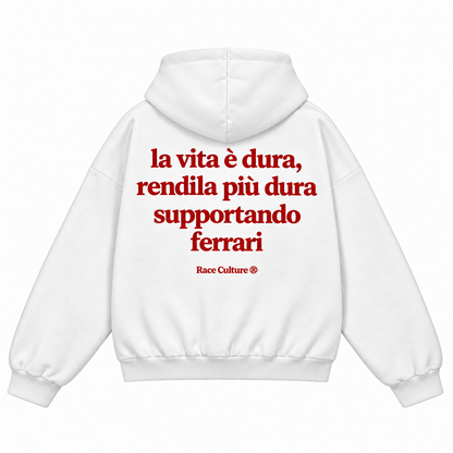 Felpa La Vita è Dura Supportando Ferrari Bianca