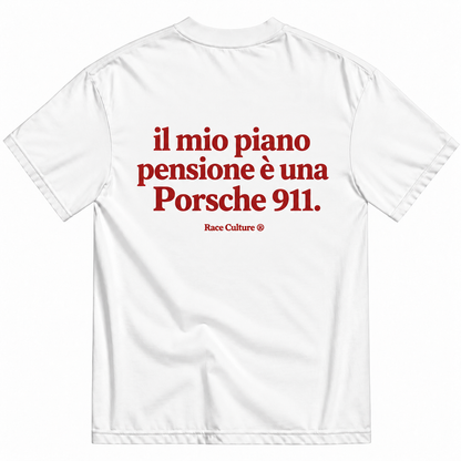 T-shirt Il Mio Piano Pensione è una Porsche 911 Bianca