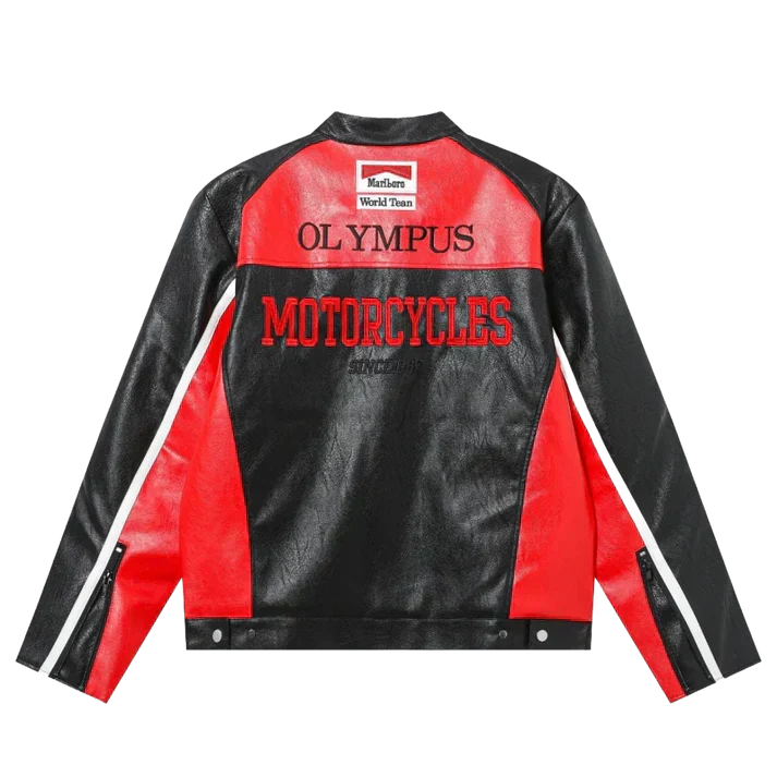 Giacca in Pelle Racing Rossa – Stile F1 Vintage